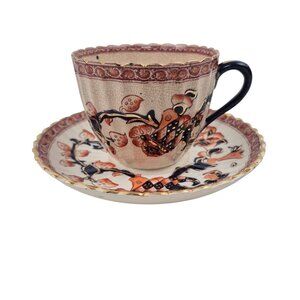 Crown Devon Tea Cup Saucer Indian Staffordshire S F & Co Antique Transferware